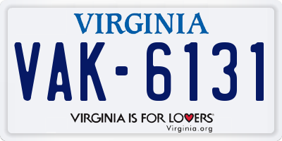 VA license plate VAK6131