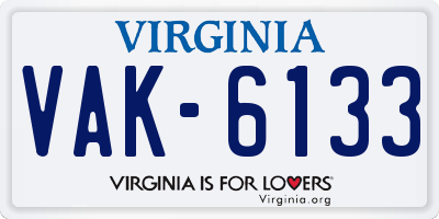 VA license plate VAK6133