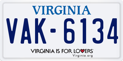 VA license plate VAK6134