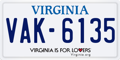 VA license plate VAK6135