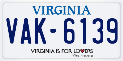 VA license plate VAK6139