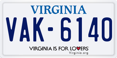 VA license plate VAK6140