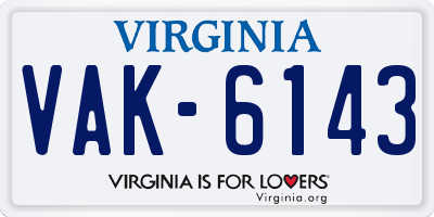 VA license plate VAK6143