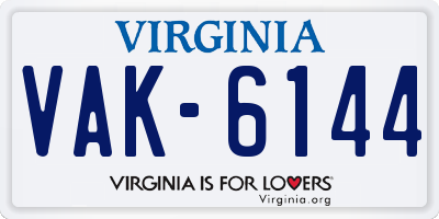 VA license plate VAK6144