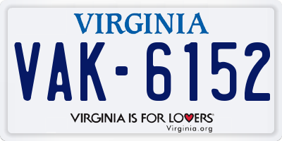 VA license plate VAK6152