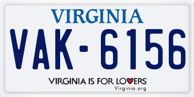 VA license plate VAK6156