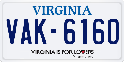 VA license plate VAK6160