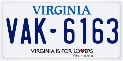 VA license plate VAK6163