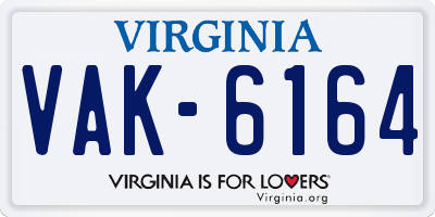 VA license plate VAK6164
