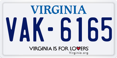 VA license plate VAK6165