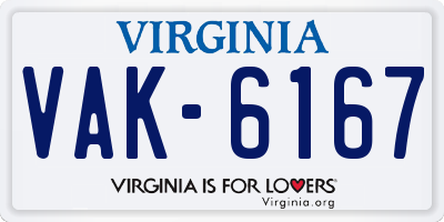 VA license plate VAK6167