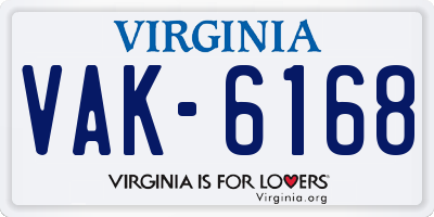 VA license plate VAK6168