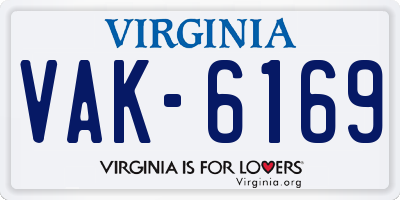 VA license plate VAK6169