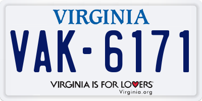 VA license plate VAK6171
