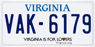 VA license plate VAK6179