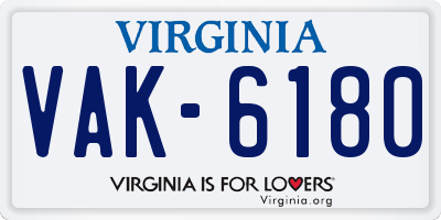 VA license plate VAK6180