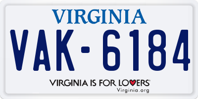 VA license plate VAK6184