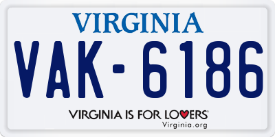 VA license plate VAK6186