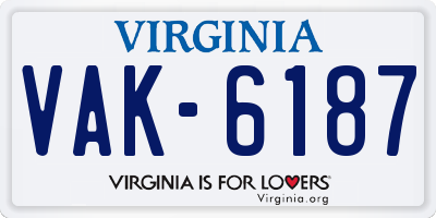 VA license plate VAK6187
