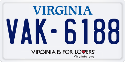 VA license plate VAK6188