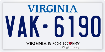 VA license plate VAK6190