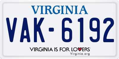 VA license plate VAK6192