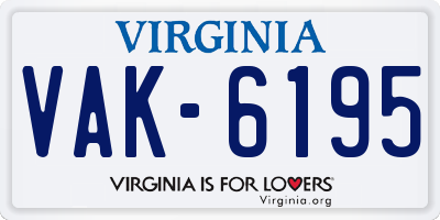 VA license plate VAK6195
