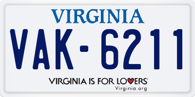 VA license plate VAK6211