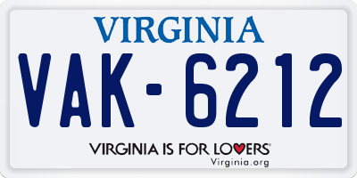 VA license plate VAK6212