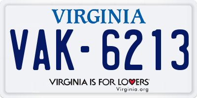 VA license plate VAK6213