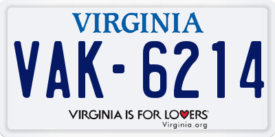 VA license plate VAK6214