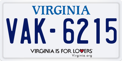 VA license plate VAK6215