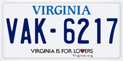 VA license plate VAK6217