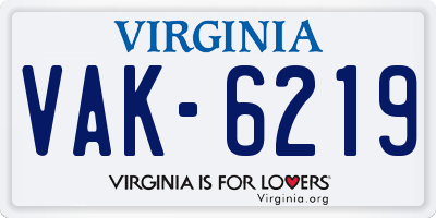 VA license plate VAK6219