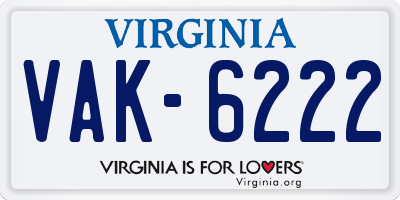 VA license plate VAK6222