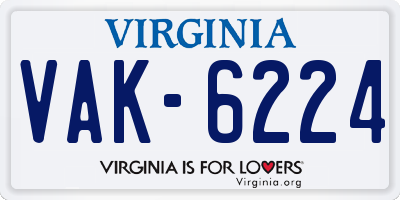 VA license plate VAK6224
