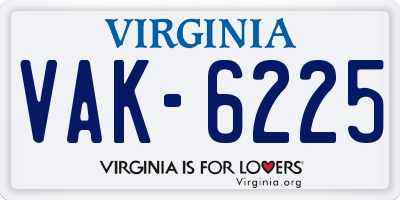 VA license plate VAK6225