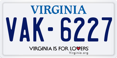 VA license plate VAK6227