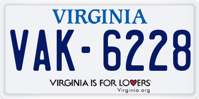 VA license plate VAK6228