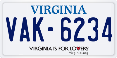 VA license plate VAK6234