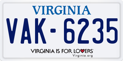 VA license plate VAK6235