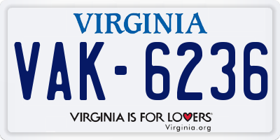 VA license plate VAK6236