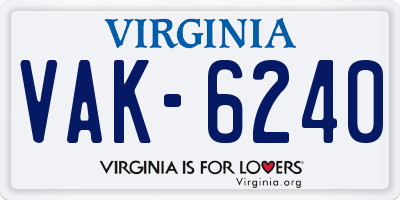 VA license plate VAK6240