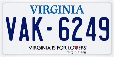 VA license plate VAK6249