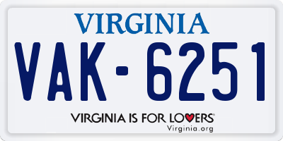 VA license plate VAK6251