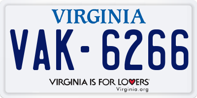 VA license plate VAK6266