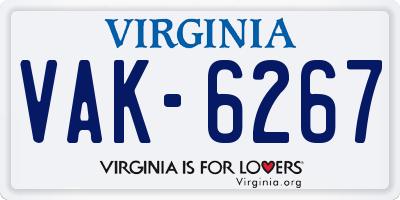 VA license plate VAK6267