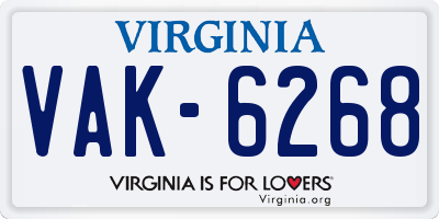 VA license plate VAK6268
