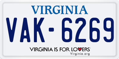 VA license plate VAK6269