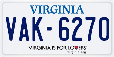 VA license plate VAK6270